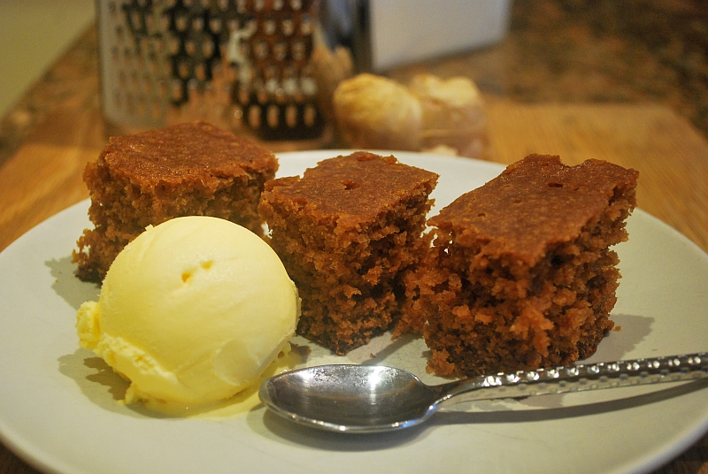 Ginger cake with ice cream